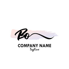 BO Watercolor Initial Logo Design Vector