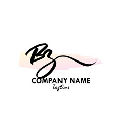 BZ Watercolor Initial Logo Design Vector