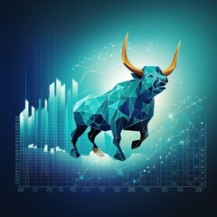 Sky Blue stock market charts going up bull bullish concept, finance financial bank crypto investment growth background pattern with copy space for design