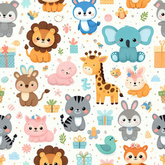 Animal themed Colorful cute baby and children patterns