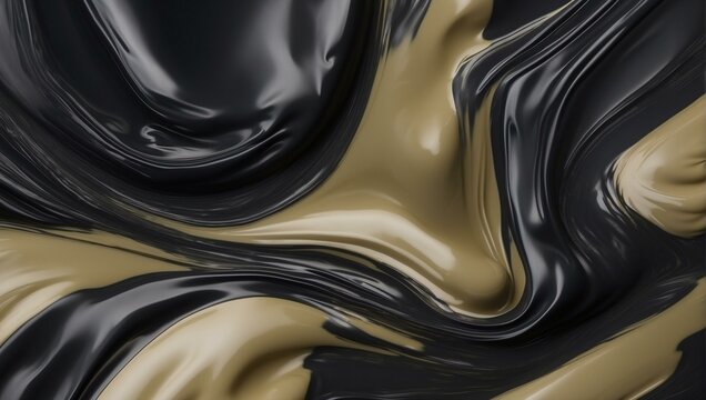 Luxurious image featuring a seamless blend of black and gold tones in a fluid art pattern symbolizes wealth and elegance