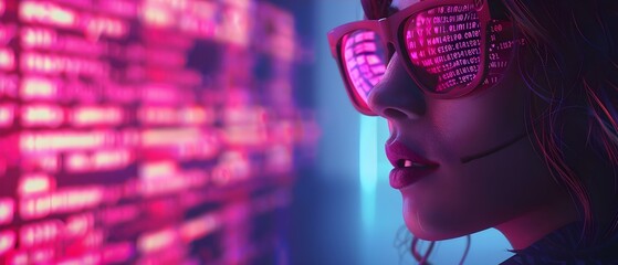 Digital Thief in Neon: Hacking in Silence. Concept Tech Impersonation, Cyber Intrusion, Virtual Heist, Neon Hacking, Silent Sabotage - obrazy, fototapety, plakaty