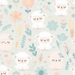 sheep themed colorful cute baby and children patterns