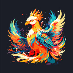 Ethereal Rainbow Phoenix Illustration