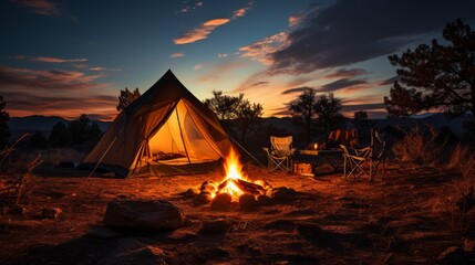 Camping under the Stars in the Great Outdoors - obrazy, fototapety, plakaty