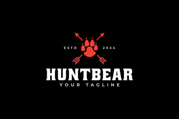 bear paw and arrow logo design for sport hunting adventure company business