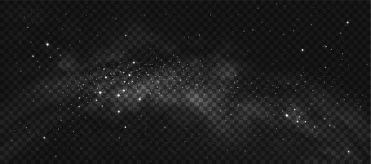 Star light effect with cloud background.Element design Nature Star field,dust with Milky Way Backdrop for Christmas banner with glowing dust,confetti and sparkle overlay texture
