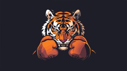 Tiger logo mascot boxing character. vector illustra