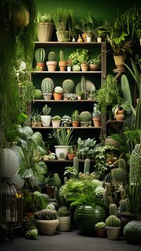 An Abundance of Greenery: A Collection of Potted Plants in a Home