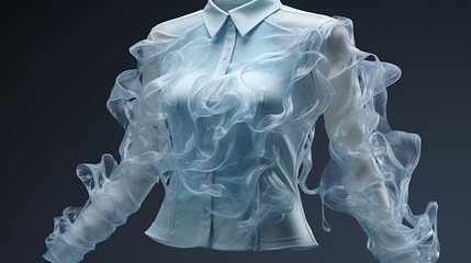 A conceptual render of a shirt cooling technology that mimics the properties of ice and seaweed for environmental adaptability