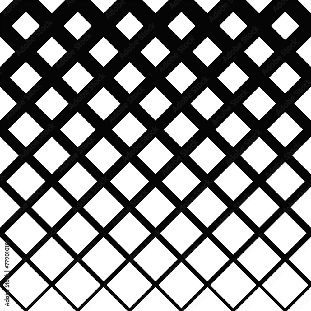 Poster black and white repeating diagonal square pattern background - abstract vector design