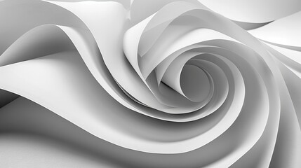 White abstract 3D illustration of a whirlpool