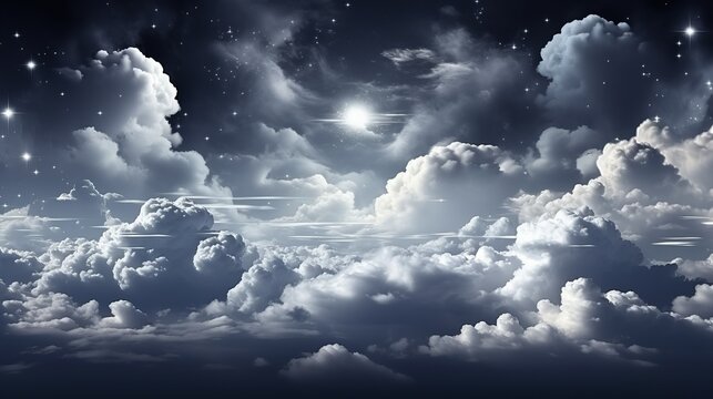 A beautiful night sky filled with stars and clouds