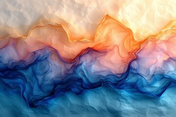 Colorful abstract painting with blue, orange and white colors
