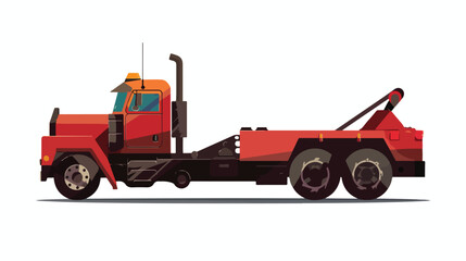 Towing truck side view. Cartoon illustration. Towin