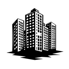 Apartment Buildings Logo Monochrome Design Style