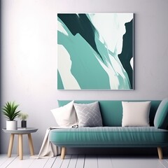 Teal and white flat digital illustration canvas with abstract graffiti and copy space for text background pattern 
