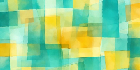 Teal and yellow pastel colored simple geometric pattern, colorful expressionism with copy space background, child's drawing, sketch 