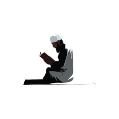 vector illustration silhouette of a man reading the holy Qur'an