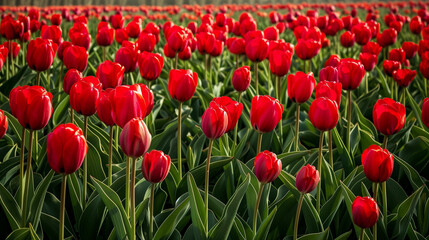 Fototapeta premium Field with red tulips