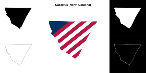 Cabarrus County (North Carolina) outline map set