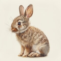 Obraz premium A cute bunny sits on a white background