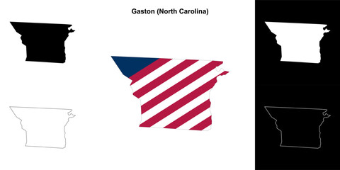 Gaston County (North Carolina) outline map set - obrazy, fototapety, plakaty
