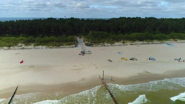 Beach Baltic Sea Chalupy Plaza Morze Aerial View Poland