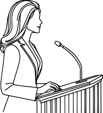 Outline woman give speech illustration 