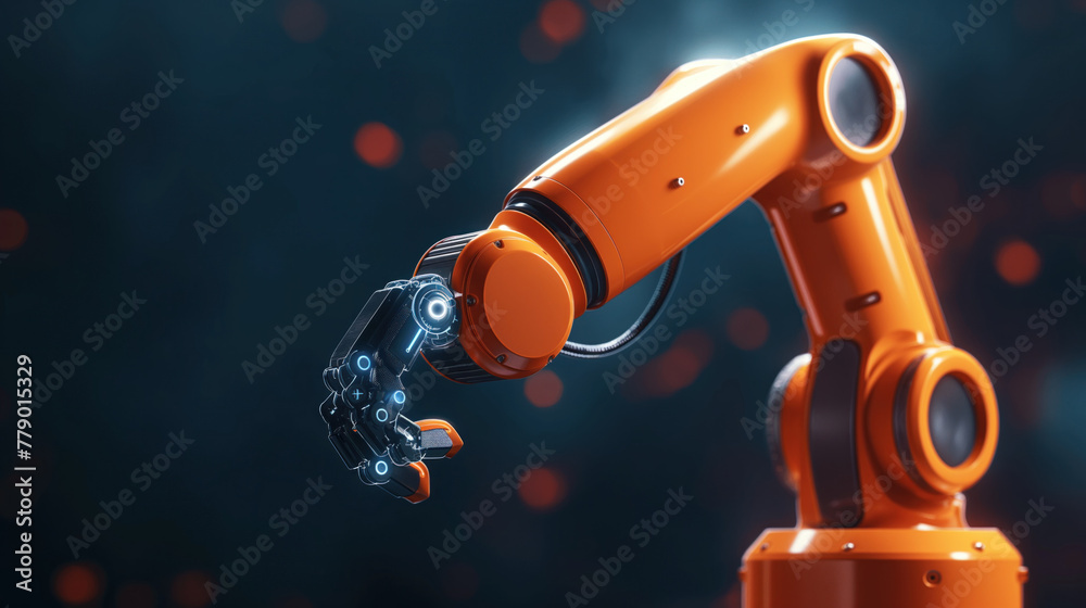 Poster Dynamic 3D robot arm icon illustrating automation and AI