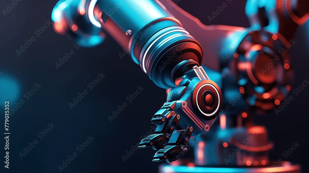 Poster dynamic 3d robot arm icon illustrating automation and ai