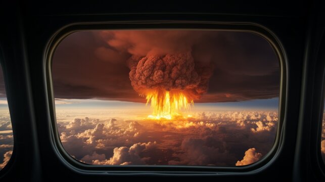 Nuclear explosion seen from airplane window
