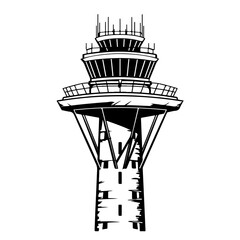 Airport Control Tower Logo Design - obrazy, fototapety, plakaty