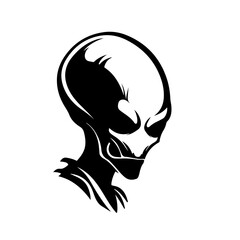 Alien Head Side View Logo Design