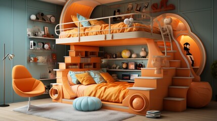 A bunk bed in a child's room