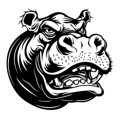 Angry Hippo Logo Design - obrazy, fototapety, plakaty
