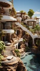 Obraz na płótnie Canvas Futuristic Mediterranean Villa with Infinity Pool