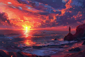 Fototapeten sunset over the sea © W