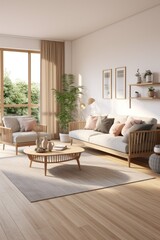 Bright and Airy Scandinavian Living Room With Natural Textures