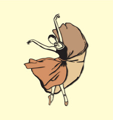 ballerina woman line art.eps