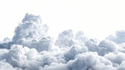 An abstract realistic cloud and cumulus scene isolated on a white background.