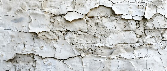 Aged White Wall: Textured Elegance with Cracks and Peeling Paint. Concept Texture Photography, Aged White Wall, Peeling Paint, Cracks, Elegance