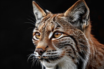 Obraz premium close-up of a bobcat, its tufted ears and bright eyes are the focus of the image