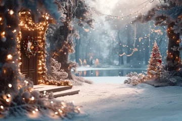 Foto op Plexiglas Snowy Christmas Eve in the Woods © Adobe Contributor