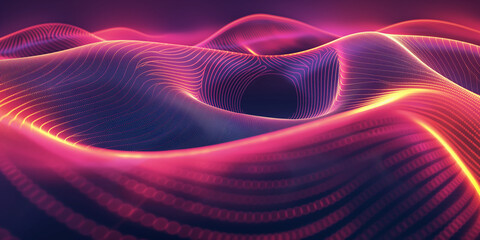 Schöner abstrakter futuristischer Hintergrund in welligen leuchtenden Neon Farben für Webdesign und Drucksachen als Vorlage, ai generativ