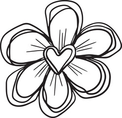 A Logo Hand Drawn Outline Squiggle Design Of a Wildflower Flower Icon 