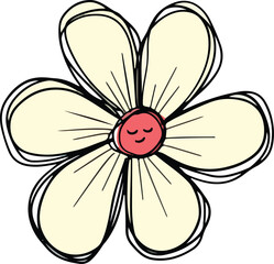 A Logo Hand Drawn Outline Squiggle Design Of a Wildflower Flower Icon 