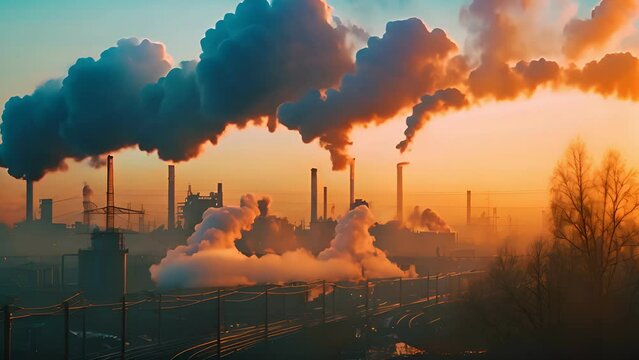 carbon credit, pollution, factory, smoke, energy, industrial, ecology, sky, smog, power, steam, environment, plant, air, gas, chimney, environmental, toxic, chemical