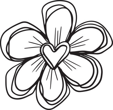 A Logo Hand Drawn Outline Squiggle Design Of a Wildflower Flower Icon 