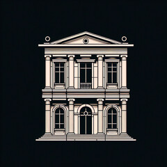 Fototapeta premium Details, elements of buildings classical architecture. Isolated on a black. Templates for art, design.